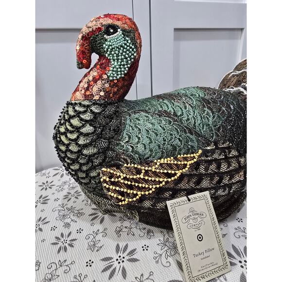 NWT John Derian for Target Beaded Turkey Decorative Pillow - Picture 2 of 14